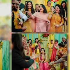 The joy of a Haldi is in the participation. These photos capture family members singing and dancing, adding to the celebratory energy of the event.