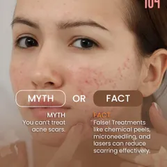 Myth or Fact: You can't treat acne scars. This is a total myth. We effectively reduce the appearance of scarring with proven treatments like chemical peels, microneedling, and advanced laser therapies.