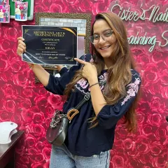 The proud smile of a newly certified nail artist! We are so happy for Kiran on successfully completing her nail art course. This certificate is the first step on her exciting new career journey.