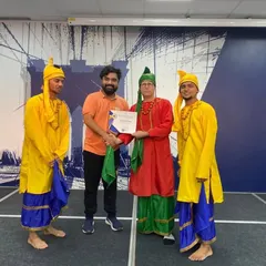 Receiving a certificate of appreciation at the American Center after our performance. It was an honor to collaborate and share our culture through the art of Bhangra and Bollywood dance.