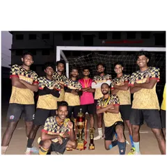 Celebrating a hard-fought victory at the open-age tournament in Khopoli. We build teams that are hungry for wins in competitive local football leagues.