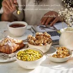 Tea time is a chance to slow down and appreciate the moment. I love pairing my Peanut Chikki, Pudhina Lime Peanuts, and Masala Avarebele with a warm cup of tea for a relaxing afternoon.