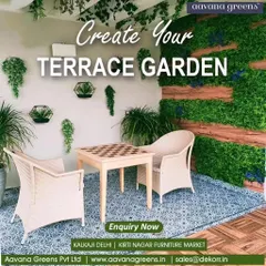 Here is an example of creating a complete terrace garden. I used a combination of patterned flooring, comfortable seating, and a custom artificial green wall to design a cozy and private outdoor nook, perfect for enjoying the outdoors.
