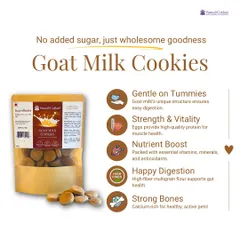 Our Goat Milk Cookies are a customer favorite for a reason. This infographic details the benefits, from being gentle on the tummy to providing a nutrient boost for strong bones and muscle health, all with no added sugar.