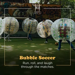 Get your squad ready for Bubble Soccer. It's pure, chaotic fun where you'll spend more time bouncing and rolling on the ground than actually scoring goals.