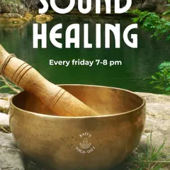 Our poster for a Root Chakra Sound Healing session, featuring a beautiful singing bowl. These sessions are designed to ground your energy and promote deep relaxation.