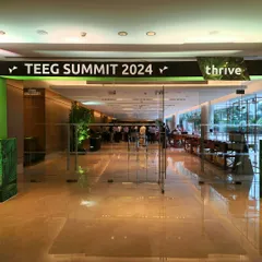 Clear and professional branding is key for corporate events. Here, we created clean overhead signage for the 'TEEG Summit 2024', ensuring guests can easily navigate the venue.