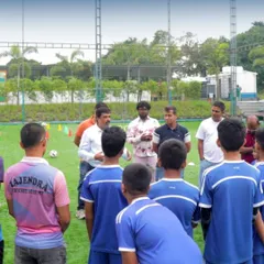 Our new batch of players in Pune listening intently to the coaches and guests during the inauguration ceremony.