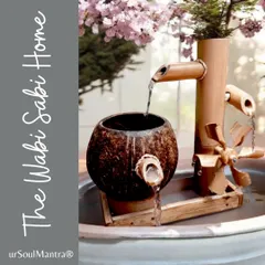 This is one of my favorite Wabi-Sabi designs, celebrating the beauty of natural imperfection. Made with a real coconut shell and bamboo, its unique water wheel adds a playful touch to the serene flow of water.