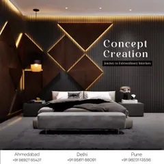 This image highlights our concept creation process, showing how we develop extraordinary interiors like this geometric-themed bedroom. Our journey starts with a strong concept to ensure a cohesive and impactful final design.