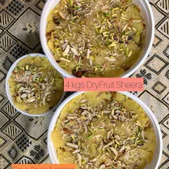 An order of 4 kgs of rich Dryfruit Sheera for a Pooja function. It's a traditional sweet that I make with lots of ghee and love.