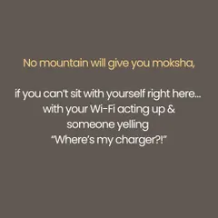 No mountain will grant you liberation if you cannot find stillness right here, amidst the noise of a yelling child and a faulty Wi-Fi connection.