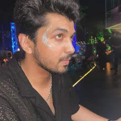 A clean and cool silver glitter crescent design for men. This shows how a simple touch of sparkle can elevate anyone's look for a party or music festival.