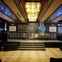 We capture the complete stage design and branding for your event. This photo shows the setup for the CII Conference on Digitalization & Artificial Intelligence, ensuring your sponsors and branding are well-represented.