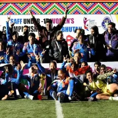 A moment of triumph with the SAFF U-15 Women's Championship team. This experience on the international stage directly informs the high standards and winning mentality we instill in our workshops.