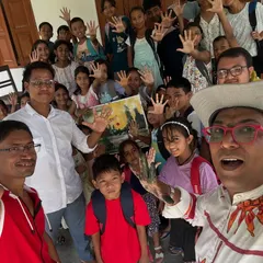This is the best part of my job. A happy selfie with my lovely students and their parents after a fantastic workshop at Gogamukh College Auditorium in Dhemaji. The energy and excitement here is why I love teaching art.