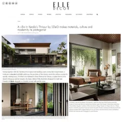 Our project, Villa Shakthi, was featured in an extensive article by Elle Decor India. The feature explores how the design makes "materials, culture and modernity its protagonist," highlighting its connection to the tropical landscape of Kerala.