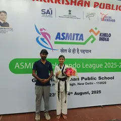Celebrating a Gold medal win with my student Ritika at the ASMITA Khelo India League. A proud moment for both of us.