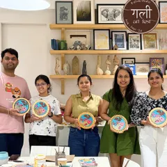 Highlights from our Gali Art Fest, where we explored unique folk art forms from different corners of India. This group proudly displays their finished pieces from the workshop.