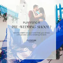 Planning a pre-wedding shoot? This image shows how you can rent an elegant gown and suit to create unforgettable photos without breaking the bank.