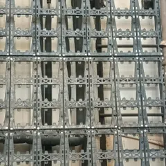 Another view of the empty panels, showing the sturdy construction. These form the grid that will soon be a wall of green.