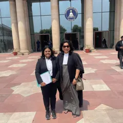 Outside the Supreme Court with a former law intern after a hearing for our PIL on strengthening Internal Complaints Committees (ICCs) under the PoSH Act. It is a long journey to ensure women are safe at their workplace, but every step in the highest court brings us closer to that goal.