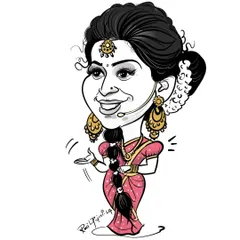 A birthday caricature for the wonderful anchor Anushree. I wanted to capture her vibrant energy and traditional look in this fun, exaggerated style.