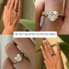 Every love story is unique, and so should be the ring that symbolizes it. This collage showcases a custom-designed heart-shaped diamond ring, a testament to how we can bring your personal vision to life.