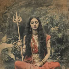 A moment of quiet contemplation in the portrayal of the goddess. This image captures the serene yet powerful essence of the divine feminine, a recurring theme in my thematic productions.