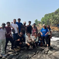 The group on the rocky shores of Gokarna after completing a section of the famous beach trek.