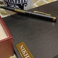 The first salary is a huge milestone! I helped a client celebrate this moment by creating a gift set with a personalized pen and diary for 'Nikhil', making it a truly memorable and thoughtful gesture.