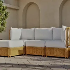 Our L-shaped bamboo sofa is perfect for modern living, offering ample seating for family and friends. We use weather-friendly fabrics and sturdy bamboo frames, making it an ideal choice for both spacious living rooms and outdoor lounge areas.