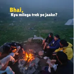 People always ask, "Bhai, kya milega trek pe jaake?" This is what you get. Warm bonfires, new friends who feel like old ones, and stories shared under a sky full of stars. This is the sukoon you can't find in the city.
