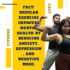 Fitness Fact: Regular exercise is not just for your body. It significantly improves mental health by reducing anxiety, depression, and negative moods.