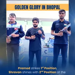 Our shooters consistently dominate at national trials. This image captures the moment our air pistol athletes, Pramod and Shravan, secured the 1st and 2nd positions respectively at the Indian Team Selection trials.