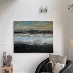 'Don’t Hold the Thought' is an abstract landscape that bridges two of my series. It's a moody piece that works beautifully in a modern setting, creating a sense of calm and introspection.