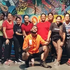 My Zumba squad is my family. We push each other, celebrate our progress, and always have a blast. This is a shot of one of our awesome ladies-only batches after a killer session against our studio's graffiti wall.