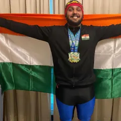 A proud moment for our gym and for India. Our athlete flying the tricolor high after his incredible performance and double gold medal win at the AWPC World Cup.
