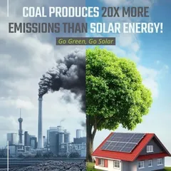 The choice is clear. Coal produces 20 times more emissions than solar. By choosing solar, you are choosing a cleaner, greener future for everyone. Go Green, Go Solar.