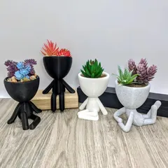 Gift a moment of zen with these unique human-figure planters. This set of four showcases different relaxed poses, each holding a colorful, low-maintenance succulent, ideal for a desk or meditation space.