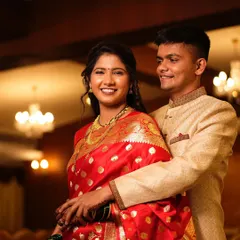 A happy couple, a beautiful memory. This photo was taken after the complete bridal transformation, showcasing the bride's radiant look next to her partner.