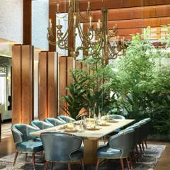 We believe in designing with nature. This dining space in our Courtyard Garden House in Ahmedabad is built around an internal green courtyard, bringing life and light into the heart of the home. This approach, known as biophilic design, is central to our practice and helps create environments that are nourishing and full of vitality.