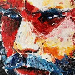 A close-up of a work in progress, showing the thick, impasto style I developed about eight years ago. It's all about building texture and emotion with the paint itself.