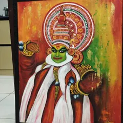 Here is a completed Kathakali acrylic painting, another timeless art form from my home state. I focus on the intricate details of the costume and the expressive face to capture the full drama of the performance.