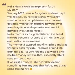 This story shows how quickly energy can shift. After feeling stuck and restless, especially with her finances, this client received an unexpected sum of money right after her first healing session, a sign that her money blocks were beginning to clear.