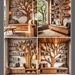 A collection of my favorite tree-inspired bookshelf designs. Each one creates a serene reading space, blending the beauty of nature with the wisdom of books and providing a cozy seating bench.