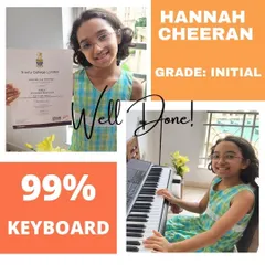 An almost perfect score of 99 percent! We are so proud of Hannah Cheeran's spectacular result in her Initial Grade digital keyboard exam with Trinity College. Her hard work and talent shine brightly.