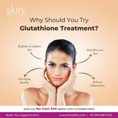 This visual outlines the four primary reasons to consider Glutathione treatment. It effectively brightens skin, detoxifies the body, provides anti-aging benefits, and reduces inflammation for overall wellness.