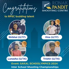 Our budding talents shine at the Sakal Schoolympics 2024. We congratulate Nirbhai, Ilina, Lunasha, and Trishir for their medal-winning performances, reflecting the strong competitive spirit we foster in our youngest shooters.
