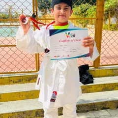 Young champion Adhyan proudly shows off his silver medal from the 16th Viva Inter-School Judo Competition. At just 7 years old, he is already a dedicated and inspiring athlete.